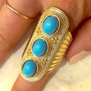 Gold and Teal Stone Ring